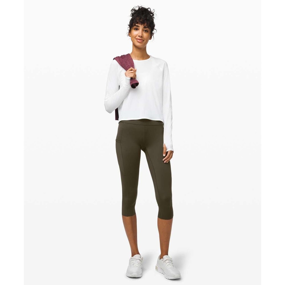 Lululemon Fast and Free Crop II 19" *Non-Reflective Dark Olive 4